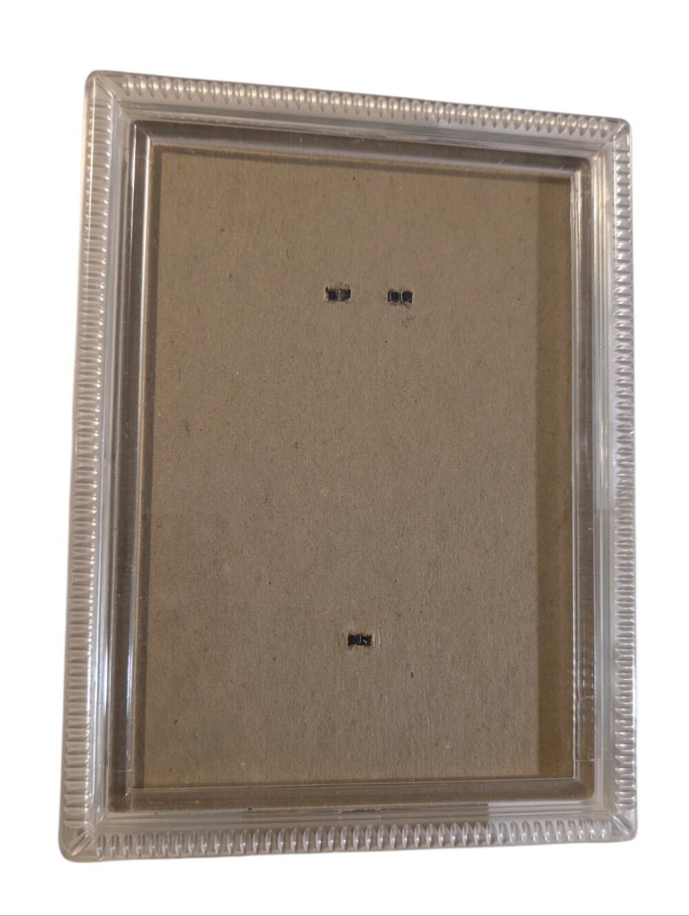 Vintage Clear Acrylic Lucite Picture Frame Beaded Edge Textured Backing 6x8